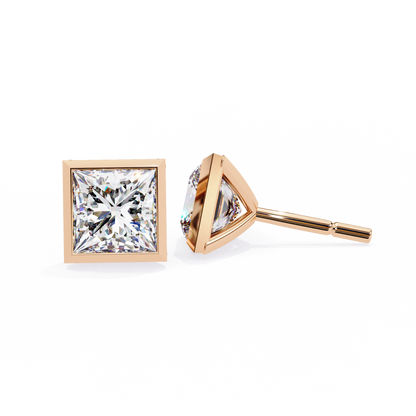 Finora Jewelry Princess-Cut Moissanite Stud Earrings | Sleek Modern Brilliance