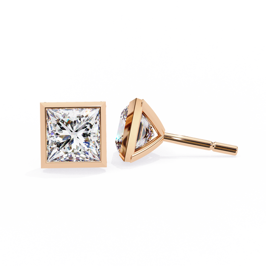 Finora Jewelry Princess-Cut Moissanite Stud Earrings | Sleek Modern Brilliance