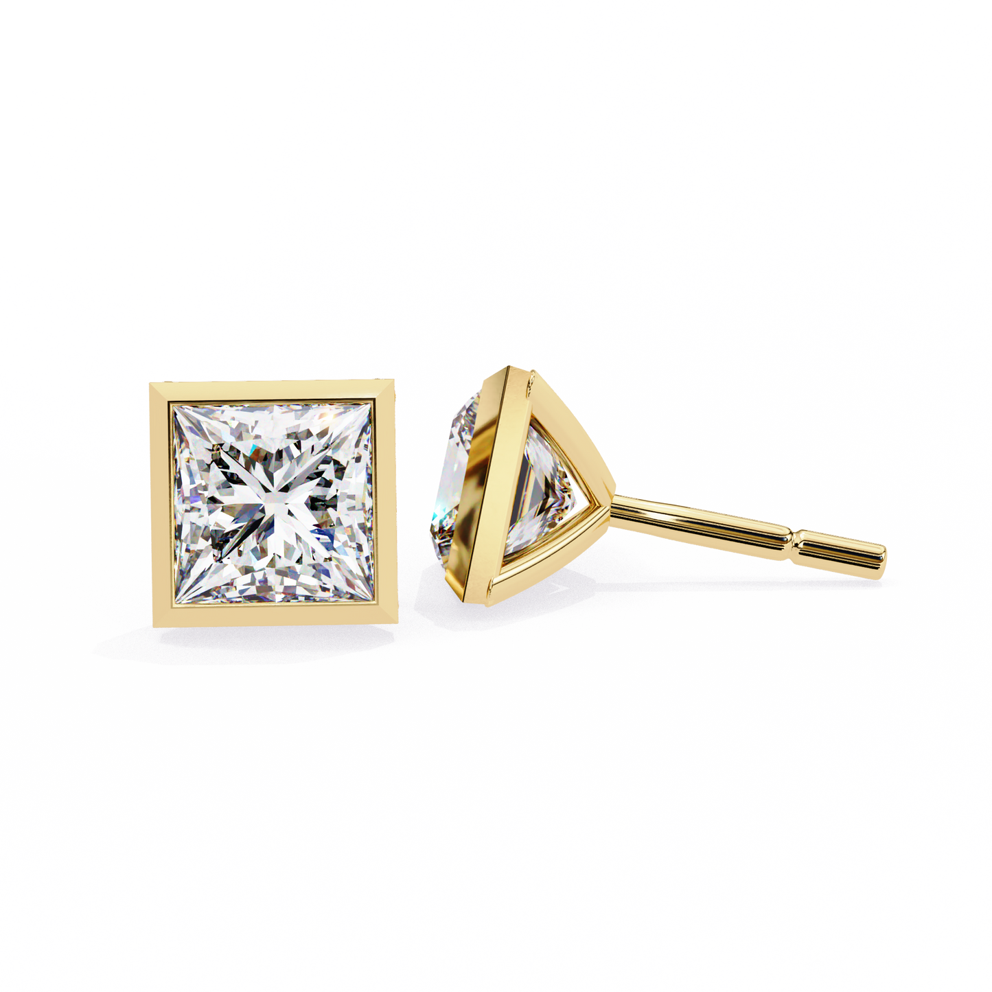 finora jewelry princess-cut moissanite stud earrings | sleek modern brilliance