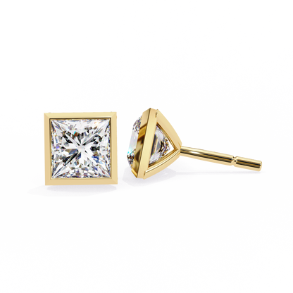 Finora Jewelry Princess-Cut Moissanite Stud Earrings | Sleek Modern Brilliance