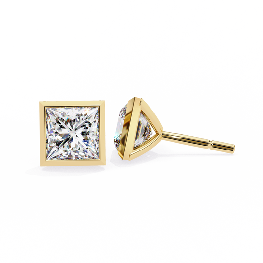 Finora Jewelry Princess-Cut Moissanite Stud Earrings | Sleek Modern Brilliance