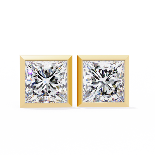 Finora Jewelry Princess-Cut Moissanite Stud Earrings | Sleek Modern Brilliance