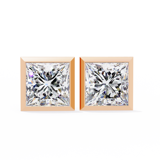 Finora Jewelry Princess-Cut Moissanite Stud Earrings | Sleek Modern Brilliance
