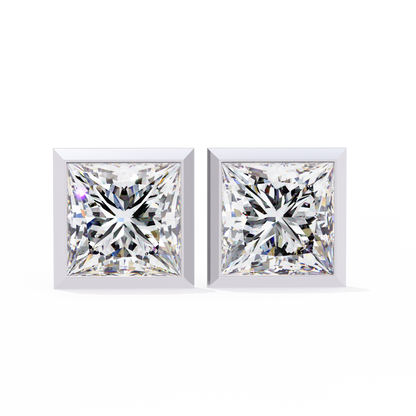 Finora Jewelry Princess-Cut Moissanite Stud Earrings | Sleek Modern Brilliance
