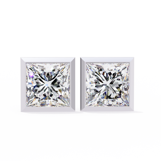Finora Jewelry Princess-Cut Moissanite Stud Earrings | Sleek Modern Brilliance