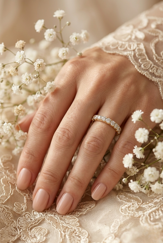Classic Pavé Diamond Eternity Band Ring in 925 Silver, 10K/14K Gold (Rose/White/Yellow), & Platinum – Finora Jewelry