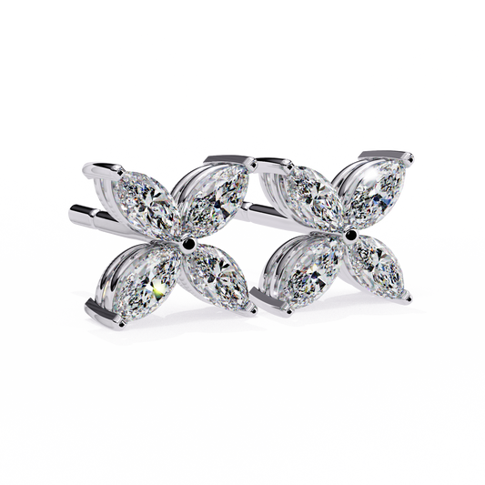 Finora Jewelry Marquise Moissanite Flower Stud Earrings | Elegant Floral Design