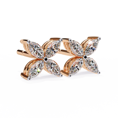 Finora Jewelry Marquise Moissanite Flower Stud Earrings | Elegant Floral Design