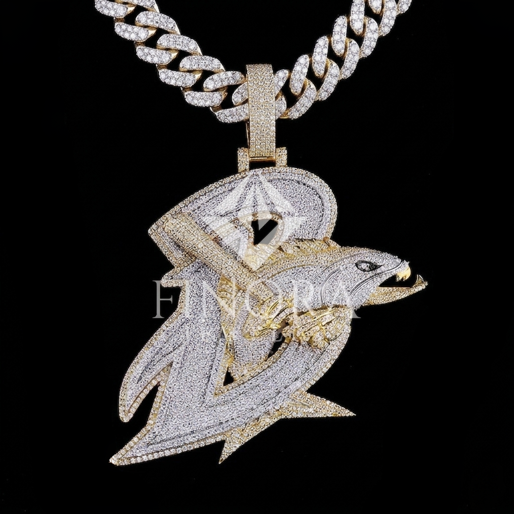 finora jewelry: two-tone diamond shark pendant – bold statement in gold & ice