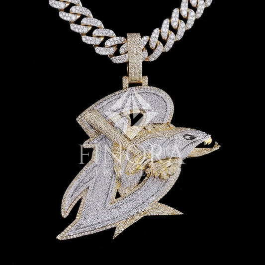 Finora Jewelry: Two-Tone Diamond Shark Pendant – Bold Statement in Gold & Ice