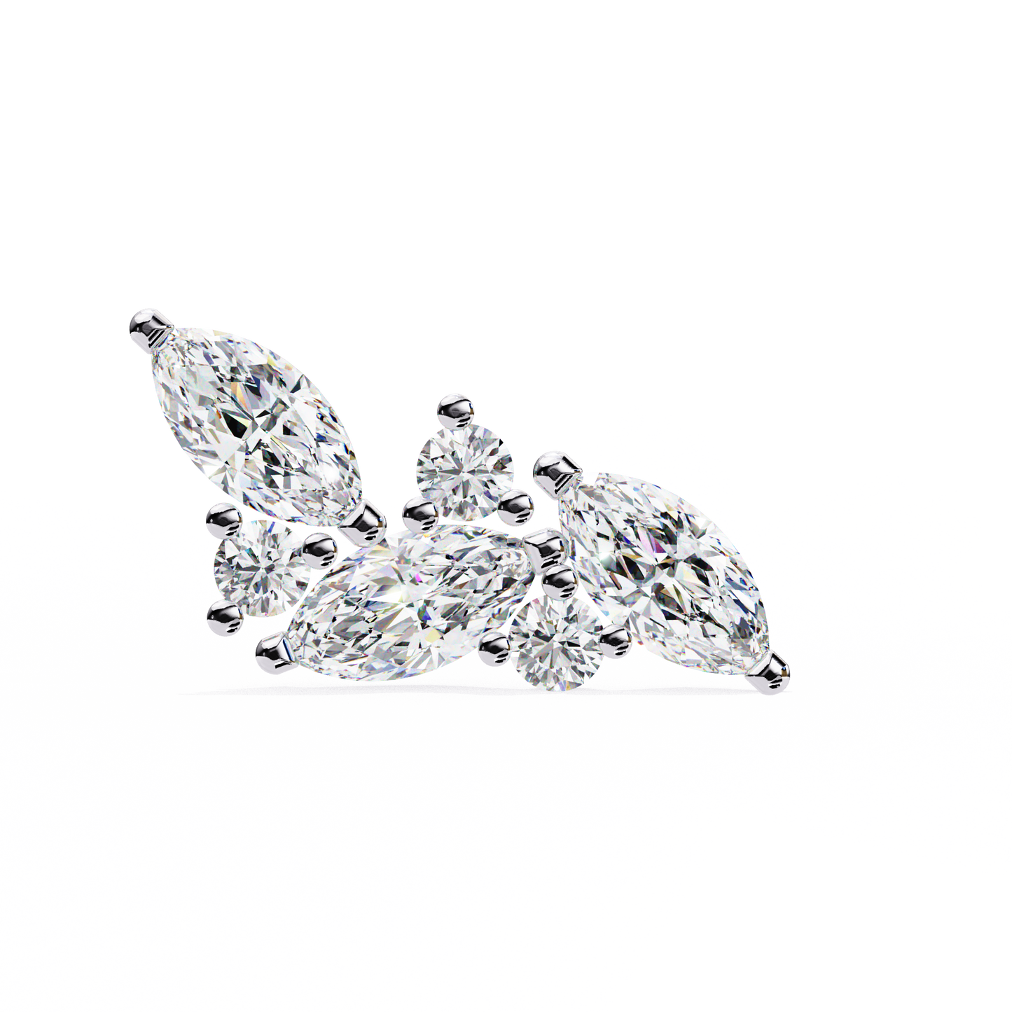 finora jewelry marquise & round moissanite cluster stud earring | modern leaf-inspired design