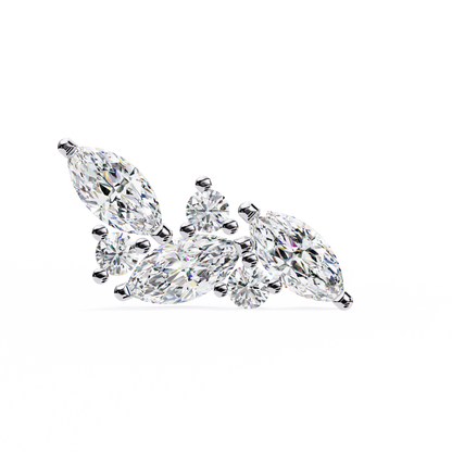 Finora Jewelry Marquise & Round Moissanite Cluster Stud Earring | Modern Leaf-Inspired Design