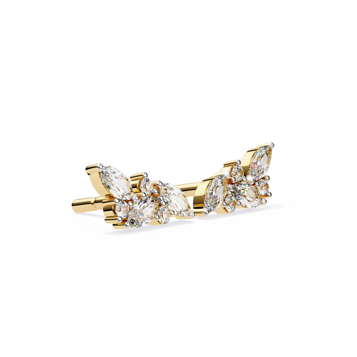 finora jewelry marquise & round moissanite cluster stud earring | modern leaf-inspired design