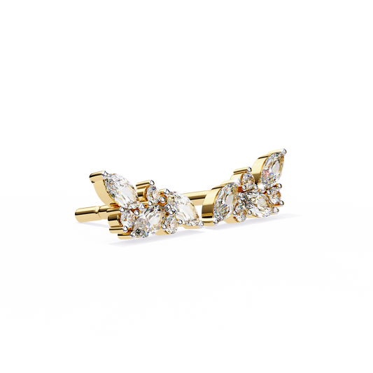 Finora Jewelry Marquise & Round Moissanite Cluster Stud Earring | Modern Leaf-Inspired Design