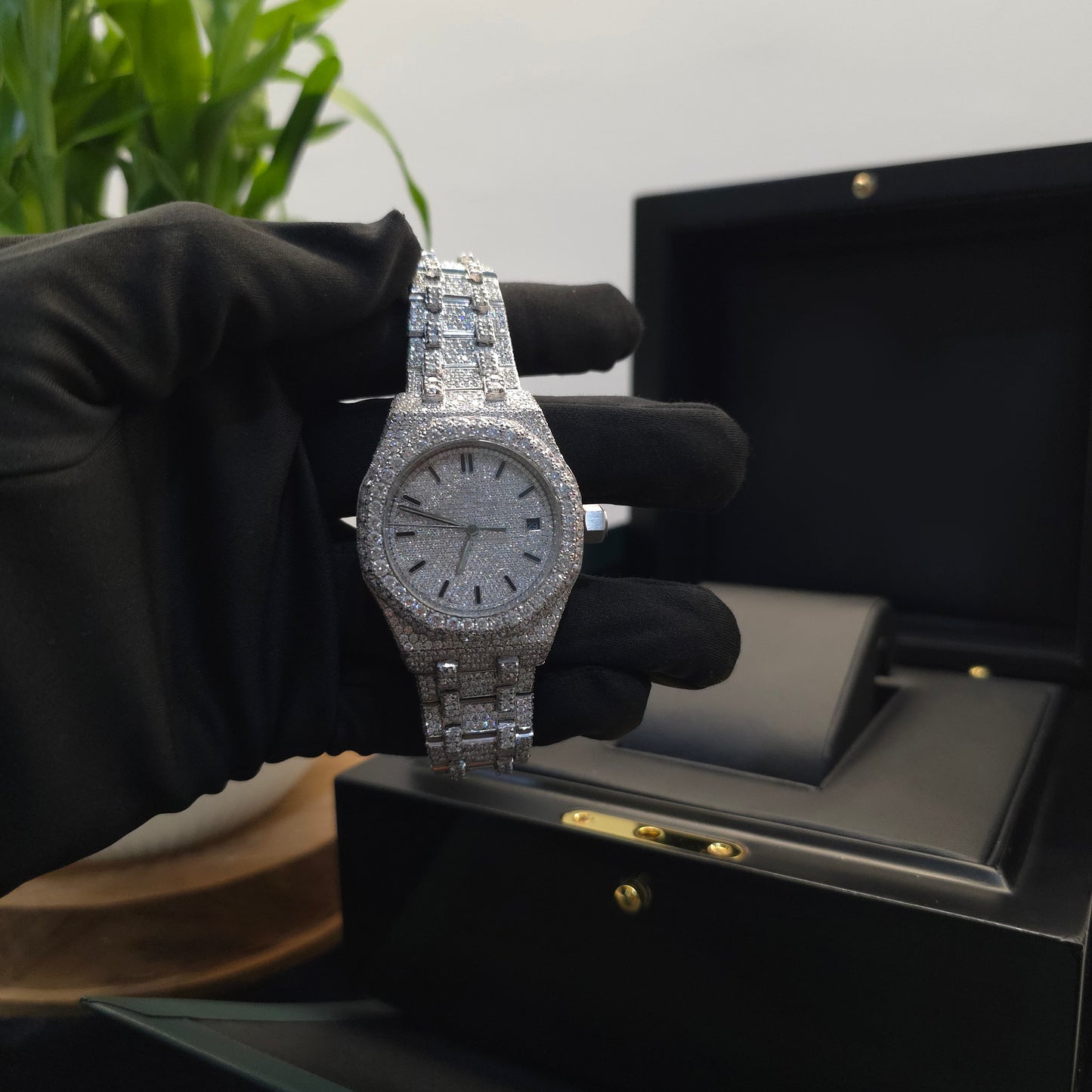 white iced out 36mm women watch – bust down watch