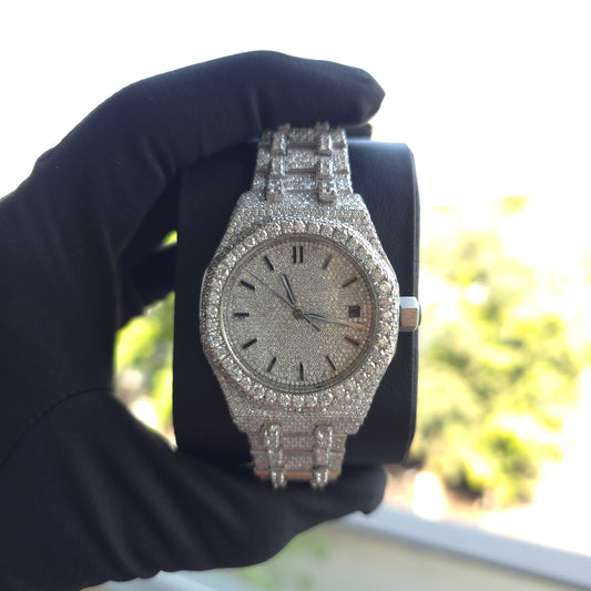 White Iced Out 36mm Women Watch – Bust Down Watch