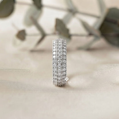 Round Cut Moissanite Full Eternity Wedding Band in 925 Sterling Silver – Finora Jewelry
