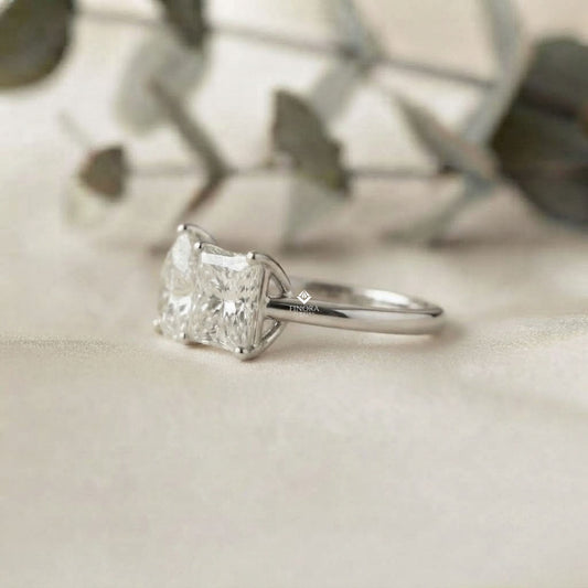 Two-Stone Pear & Princess Cut Diamond Ring – Dual Brilliance in 925 Silver, 10K / 14K Gold, or Platinum – Finora Symbolic Design of Love & Harmony – Meaningful Gift for Her