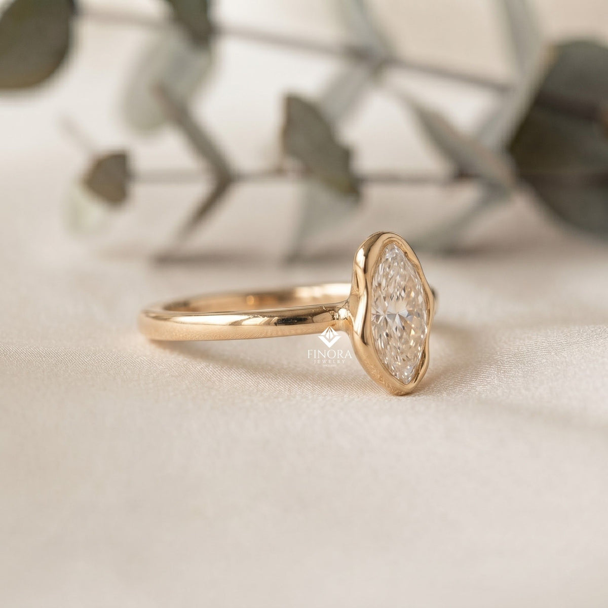 abstract bezel setting ring – modern engagement ring
