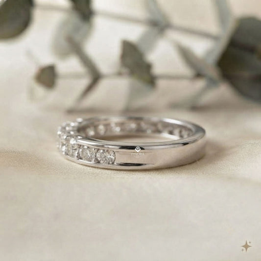 Round Diamond Channel-Set Eternity Band – Modern Elegance in 925 Silver, 10K/14K Gold (Rose, White, Yellow), or Platinum – Finora Signature Sparkle