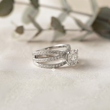 Round Cut Multi-Band Diamond Engagement Ring
