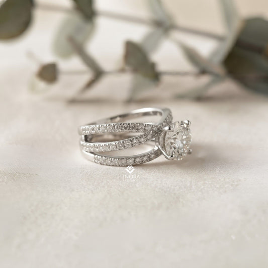 Round Cut Multi-Band Diamond Engagement Ring