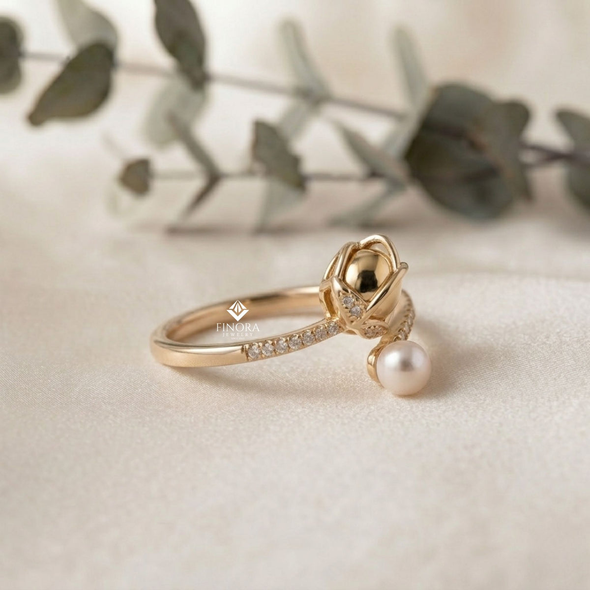 tulip flower ring –  dainty floral gold jewelry for her