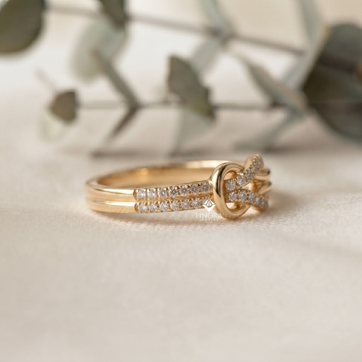 love knot diamond ring – infinity knot engagement band (10k-18k gold, sterling silver)