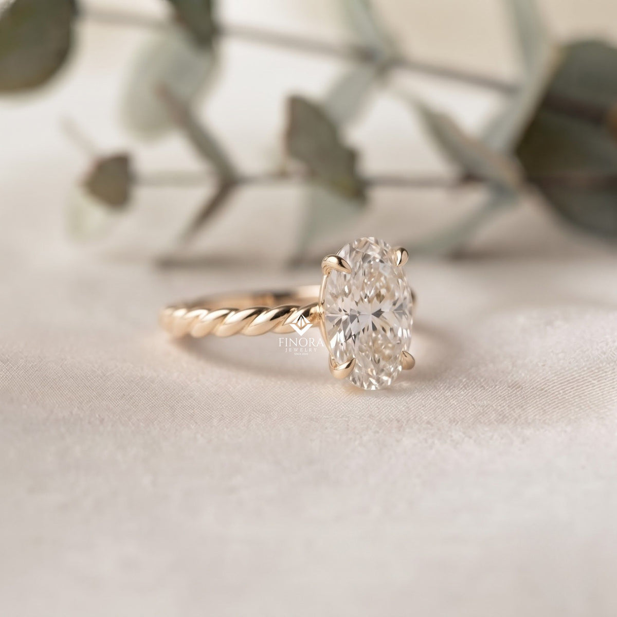 twisted band oval ring – luxury handmade gold jewelry – timeless engagement ring