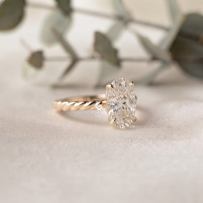 Twisted Band Oval Ring – Luxury Handmade Gold Jewelry – Timeless Engagement Ring
