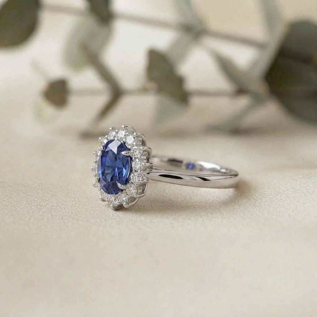 blue sapphire engagement ring | sapphire diamond engagement ring