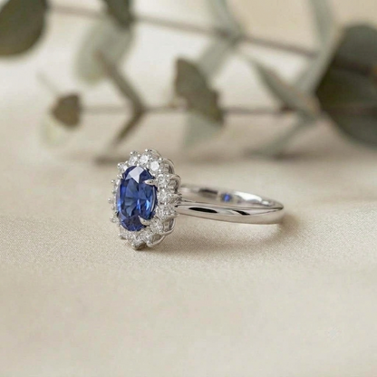 Blue Sapphire Engagement Ring | Sapphire Diamond Engagement Ring