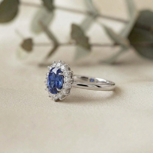 Blue Sapphire Engagement Ring | Sapphire Diamond Engagement Ring