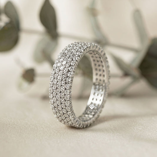 Five-Row Diamond Eternity Band – Bold Statement Wedding Ring – Finora Signature Radiance