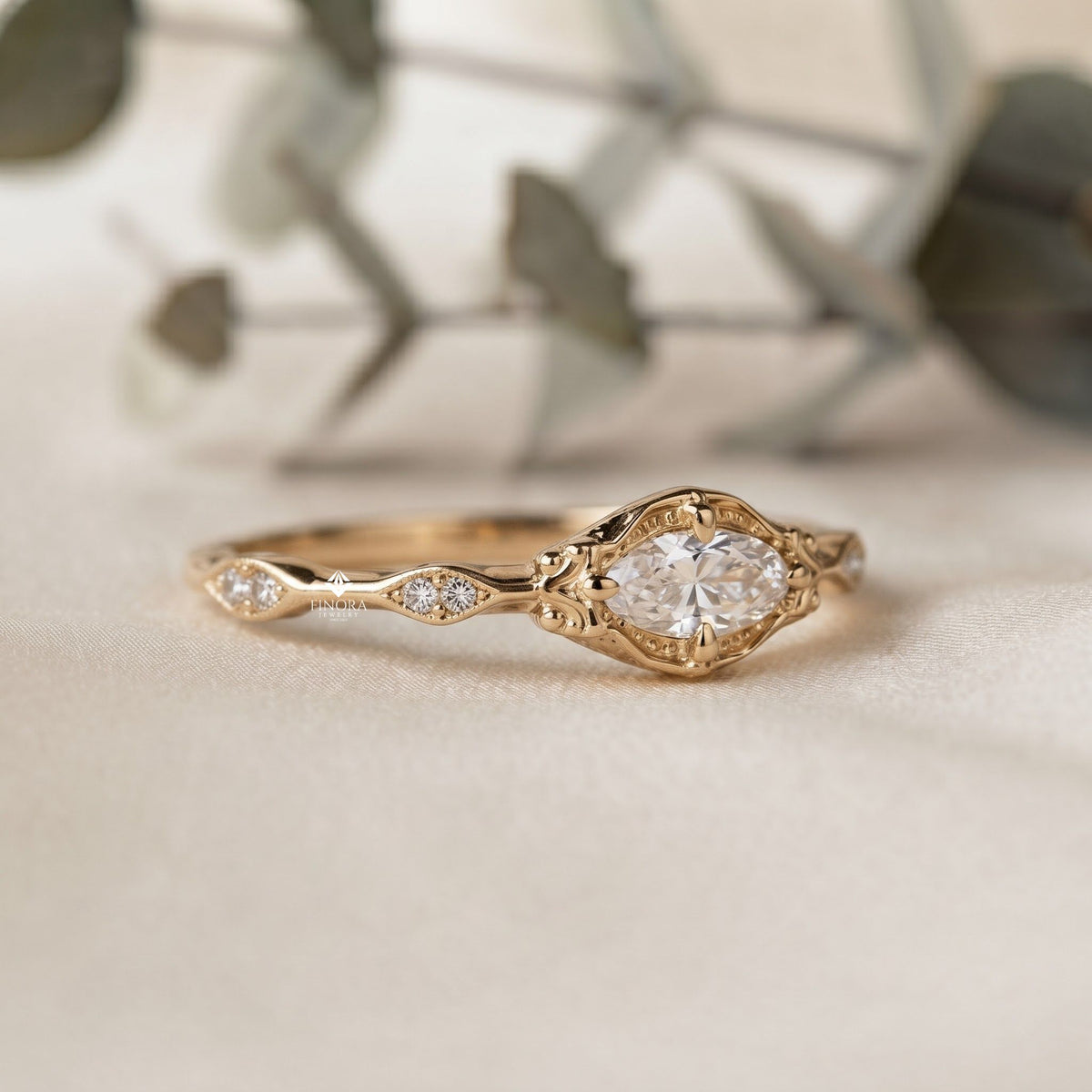 dainty solitaire marquise engagement ring – minimalist bridal ring