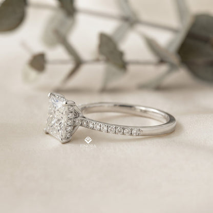 Radiant Princess Cut Solitaire Engagement Ring – Elegant Classic Gift for Her – Perfect for Birthday, Proposal, or Anniversary – Custom 925 Silver / 10K / 14K Gold / Platinum – Finora Signature