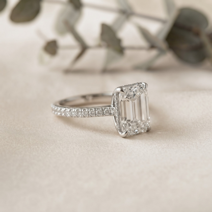 Emerald Cut Moissanite Solitaire Rings