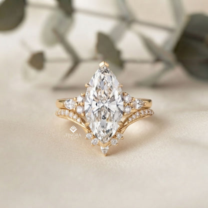Marquise Cluster Bridal Set – Celestial Crown Ring