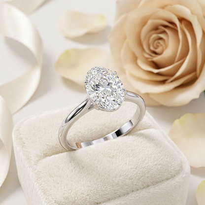 Oval Cut Moissanite Solitaire Ring – Classic Engagement Ring for Her – 925 Silver / 10K, 14K, 18K Gold / Platinum | Finora Jewelry