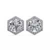 Hexagon Halo Moissanite Stud Earrings | Finora Jewelry