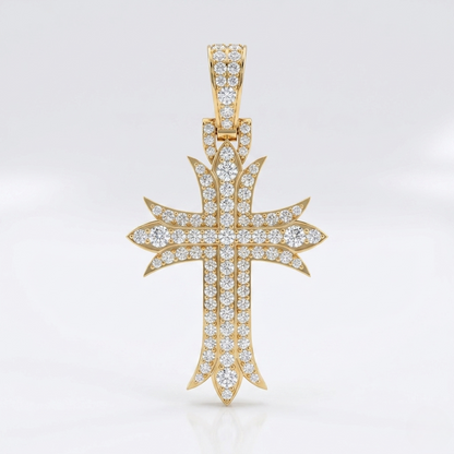 Iced-Out Cross Moissanite Pendant Necklace | Pavé Set Diamond Cross | Luxury Jewelry – Finora Jewelry