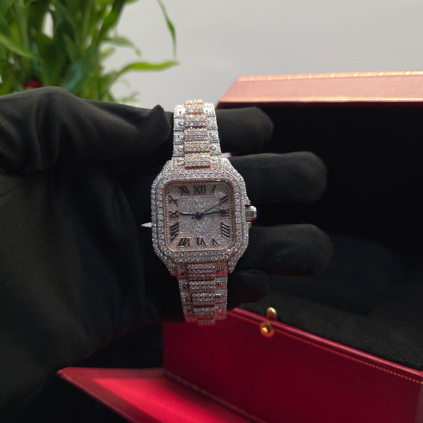 white & rose iced out 36mm watch – bust down watch