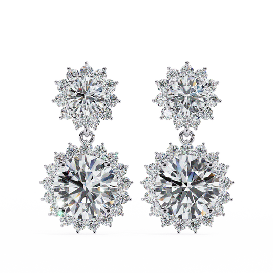 Vintage Floral Halo Drop Earrings | Finora Jewelry