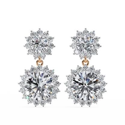 Vintage Floral Halo Drop Earrings | Finora Jewelry