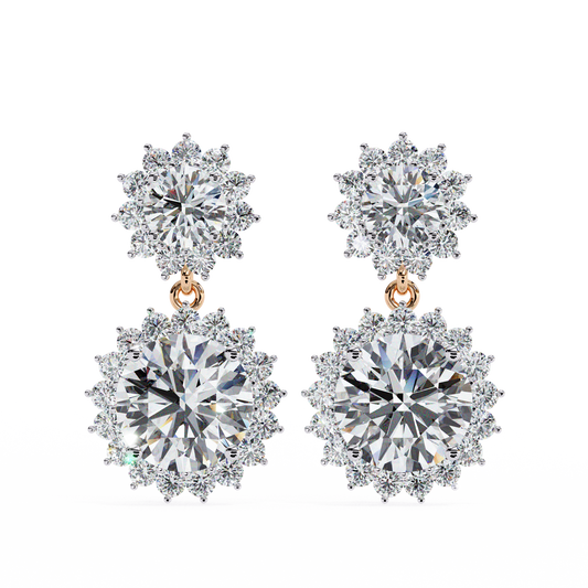 Vintage Floral Halo Drop Earrings | Finora Jewelry