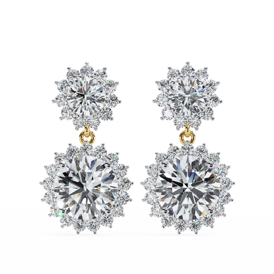 Vintage Floral Halo Drop Earrings | Finora Jewelry