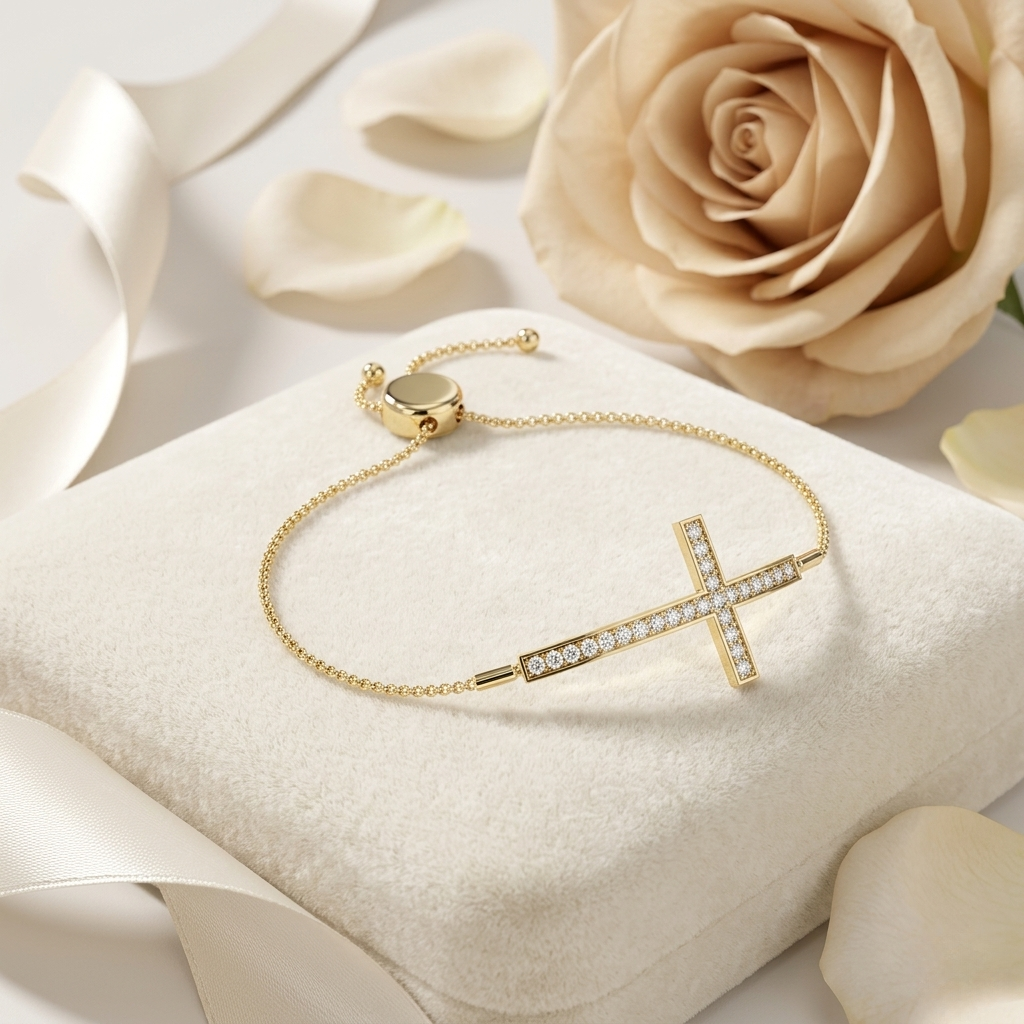 liora petite cross diamond bracelet – finora jewelry
