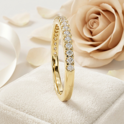 Classic Pavé Diamond Eternity Band Ring in 925 Silver, 10K/14K Gold (Rose/White/Yellow), & Platinum – Finora Jewelry