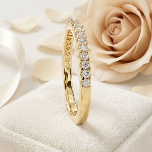 Classic Pavé Diamond Eternity Band Ring in 925 Silver, 10K/14K Gold (Rose/White/Yellow), & Platinum – Finora Jewelry