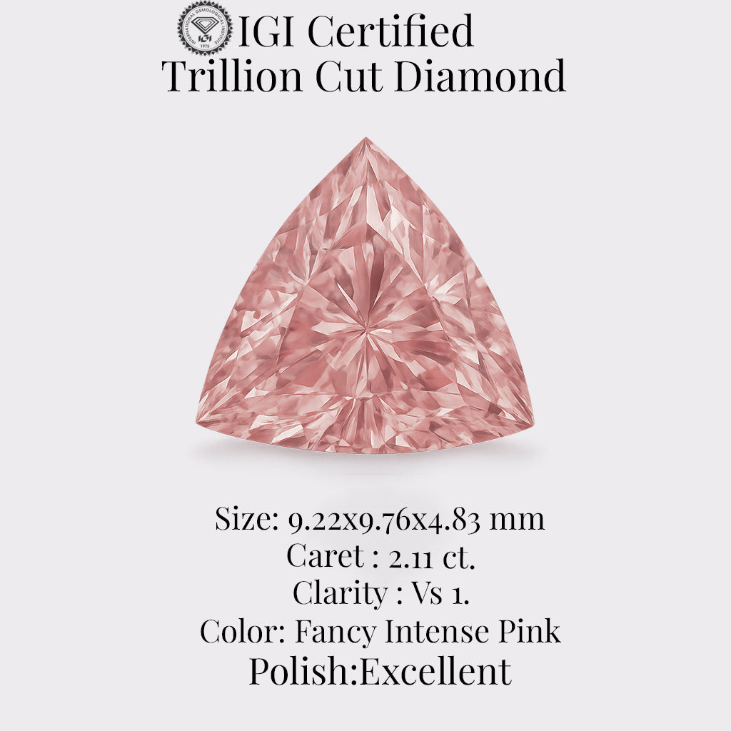 trillion 2.11 ct international gemological institute certified fancy intense pink diamond – finora jewelry